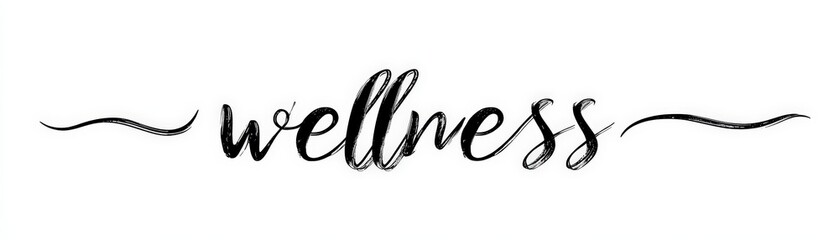 Fototapeta premium Minimalist Black Cursive Wellness Text with Wavy Underline Vector