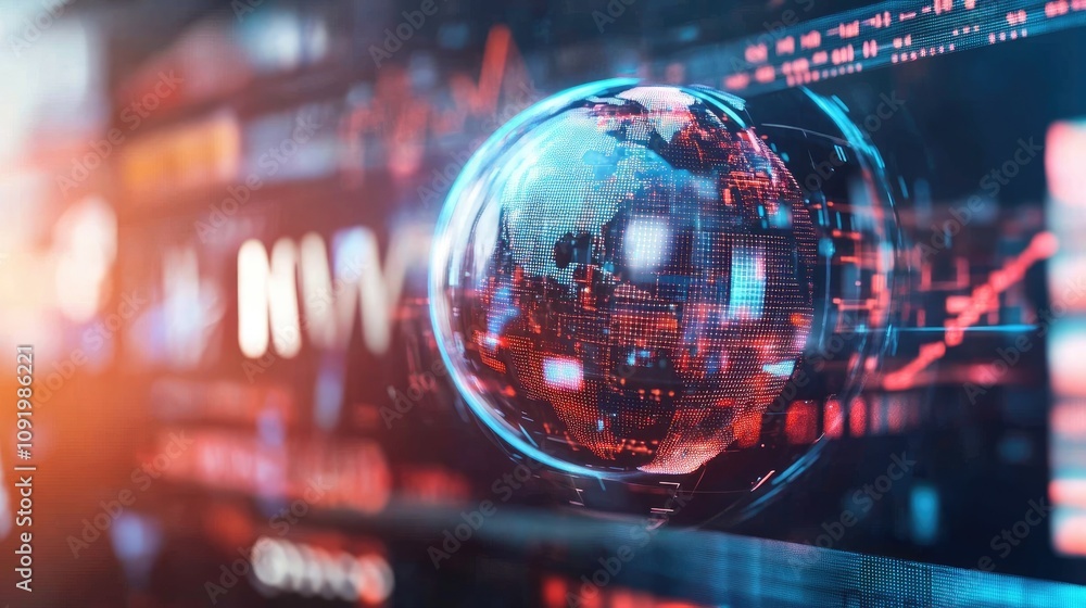 Aufkleber global digital network data visualization