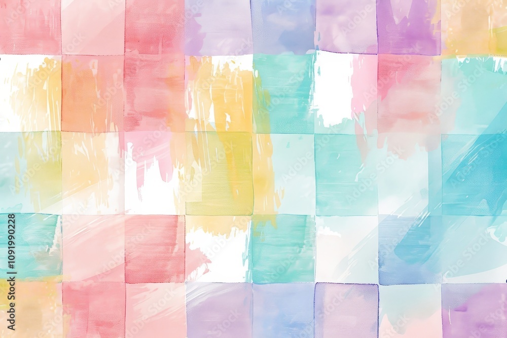 Poster this vibrant pattern features textured squares in pastel colors, blending seamlessly to create a joy
