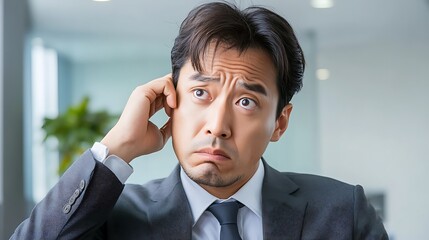 Business meeting confusion office emotional expression professional environment close-up uncertainty