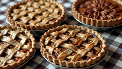 Artisanal Pies on Checkered Tablecloth