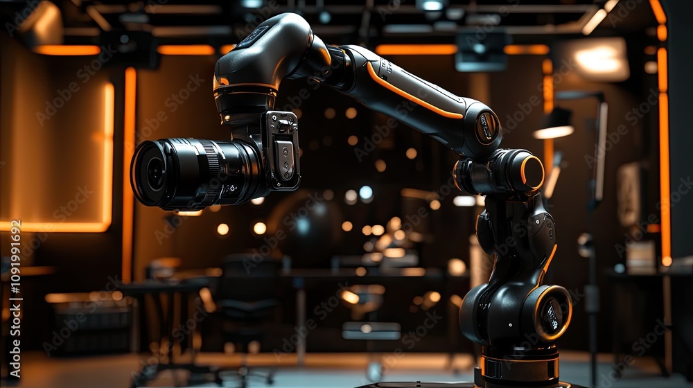 Aufkleber robotic arm with camera in studio.
