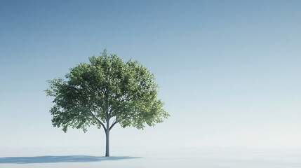 Solitary Tree Stands Against A Pale Sky