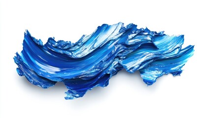 Fototapeta premium Abstract Blue Waves Created with Artistic Brush Strokes on White Background Representing Fluidity, Motion, and Elegance in a Contemporary Artistic Style