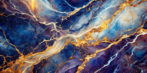 Naklejka premium Abstract Swirls of Blue and Gold in a Symphony of Natural Patterns