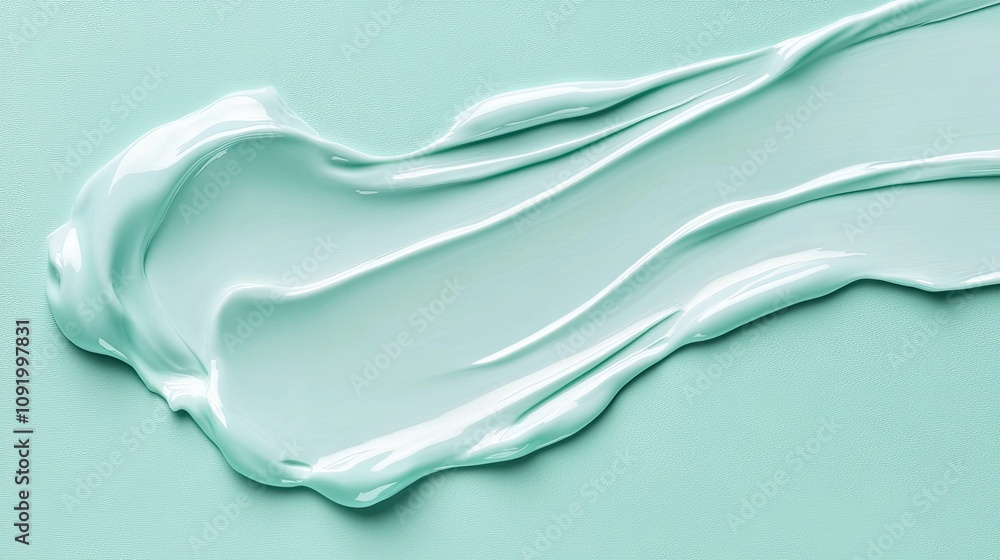 Poster smooth and glossy mint green paint stroke on soft textured background ideal for artistic projects an