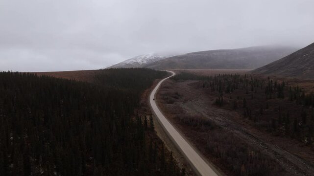 Mountains Along Dempster Highway In Yukon, Canada - Aerial Drone Shot