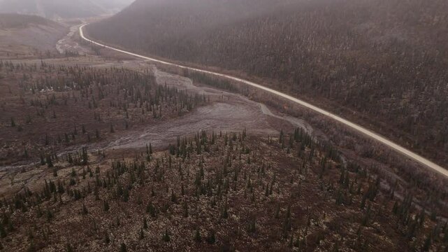 Ogilvie Mountain Near Dempster Highway In Yukon, Canada - Drone Shot