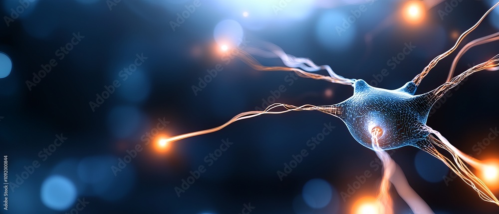 Poster dynamic neuron activity visualization digital realm scientific illustration futuristic environment m