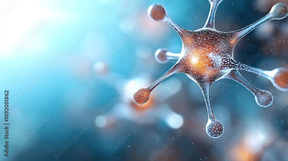 Poster futuristic energy orbs in a blockchain galaxy magnified view of glowing molecular structures digital