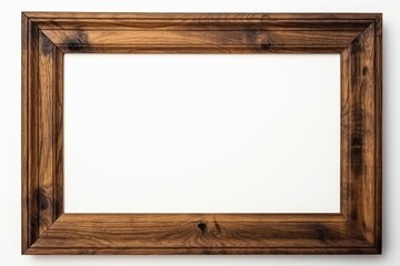 Wooden frame with empty white background.