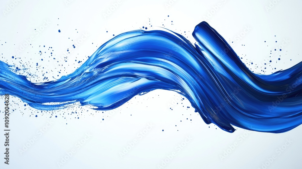 Poster vibrant blue wave with dynamic motion capturing the essence of water flowing smoothly on a light bac