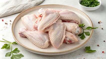 Fresh raw chicken wings on a ceramic plate, chicken, wings, raw, fresh, food, protein, poultry, meat, ingredients, cooking