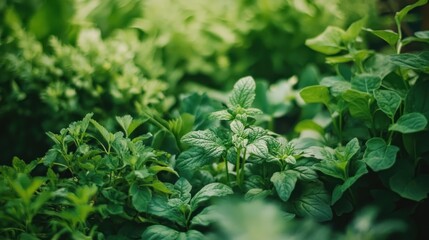 Lush Green Herb Garden: A Vibrant Display of Nature's Bounty