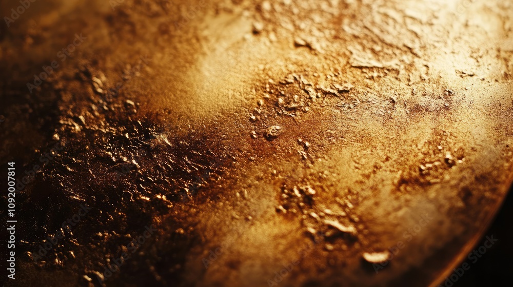 Aufkleber close-up view of an abstract textured golden surface with rich details highlighting natural imperfec