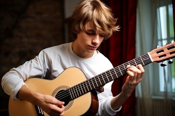 Obraz premium Young Man Playing Acoustic Guitar