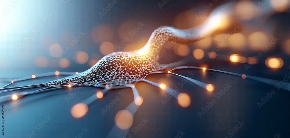 Aufkleber innovative technology holographic network nodes digital realm 3d visualization futuristic environmen