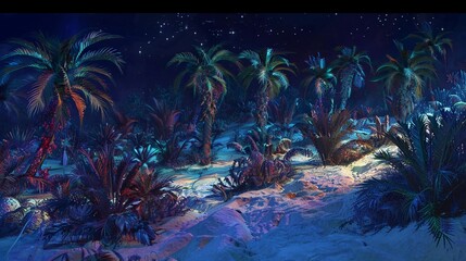tropical island lined with coconut trees