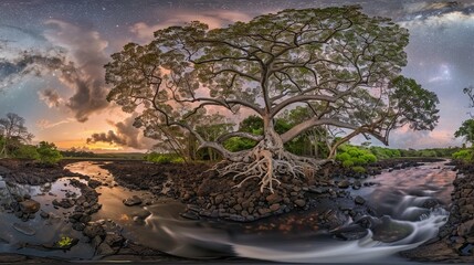big tree beside the river