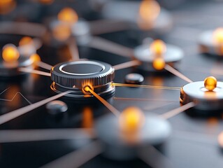 Obraz premium Innovative blockchain network visualization digital space graphic design abstract environment close-up viewpoint connectivity concept