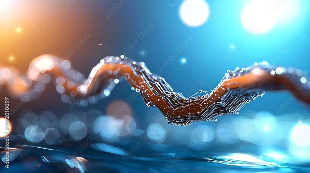 Poster innovative blockchain representation in a holographic geometric display virtual environment digital 