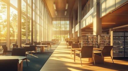 Sunlight Streaming Through a Library