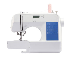 Fototapeta premium One modern sewing machine isolated on white