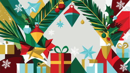 Obraz premium Geometric Holiday Joy: A Vibrant Christmas Illustration