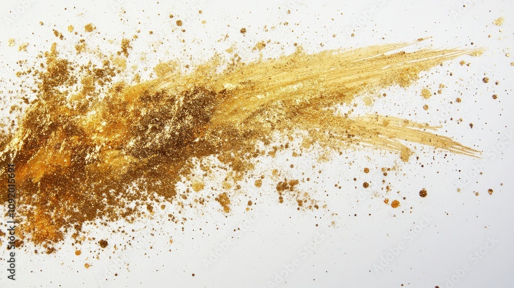 Poster abstract golden paint splash with vibrant textures and dynamic streaks, creating a visually appealin