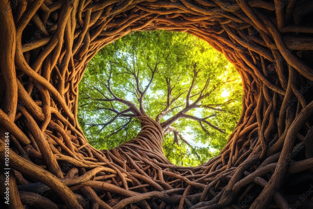 Leinwandbilder this artwork depicts a vibrant tree of life with intricate branches and roots, representing unity an
