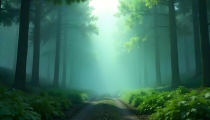 Obraz premium A gradient of muted olive green and gray-blue, creating a serene forest-like ambiance.