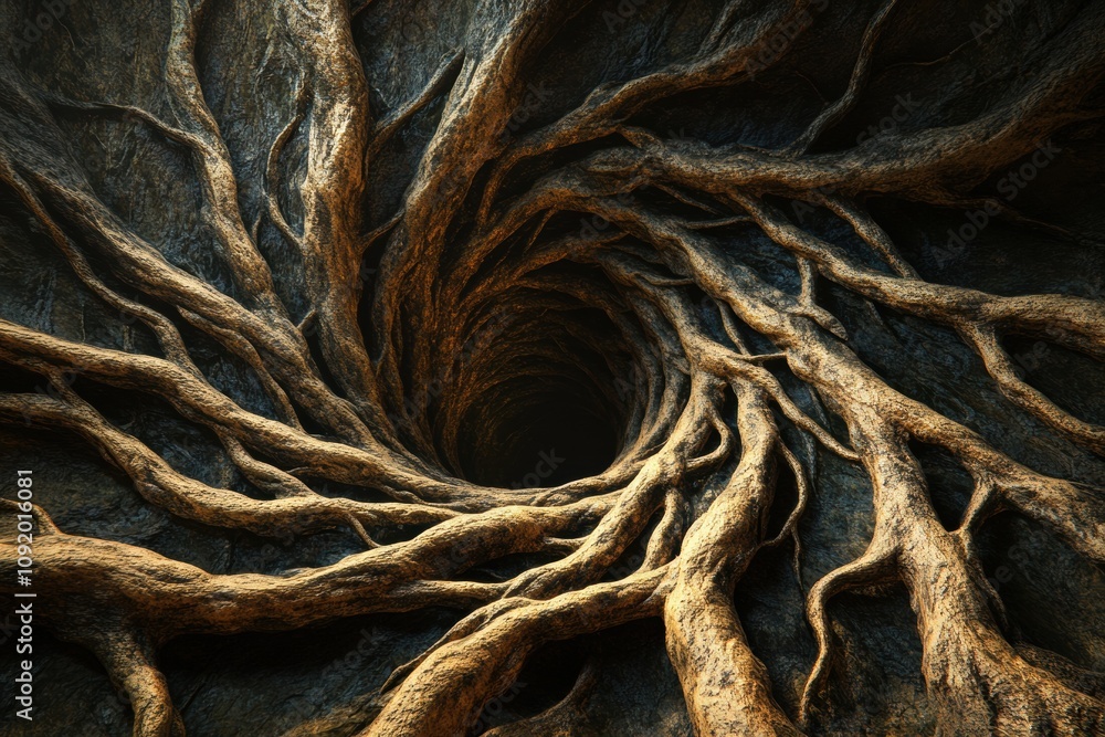 Leinwandbilder an intricate depiction of a tree of life showcases deeply intertwined branches and roots, representi