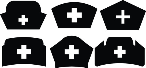 Obraz premium Doctor hats and caps in blac colour, Hospital head caps to check the patients 