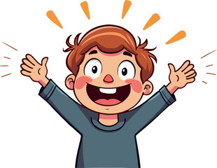 Excited Cartoon Boy