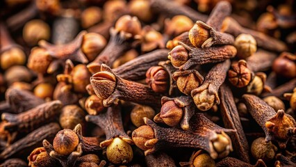 Obraz premium Captivating Clove Spice Portrait: A Close-Up Exploration of Aromatic Cloves, Showcasing Their Rich Color and Textural Details for Culinary and Wellness Enthusiasts