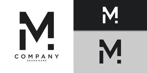 Letter M minimal logo icon design template elements. Premium Vector