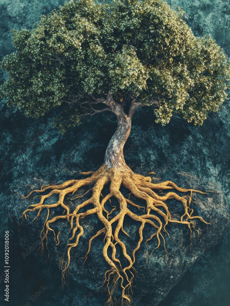 Leinwandbilder an artistic representation illustrates a tree of life with detailed branches reaching skyward and st