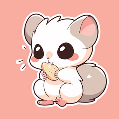 Cute Cartoon Hamster Eating