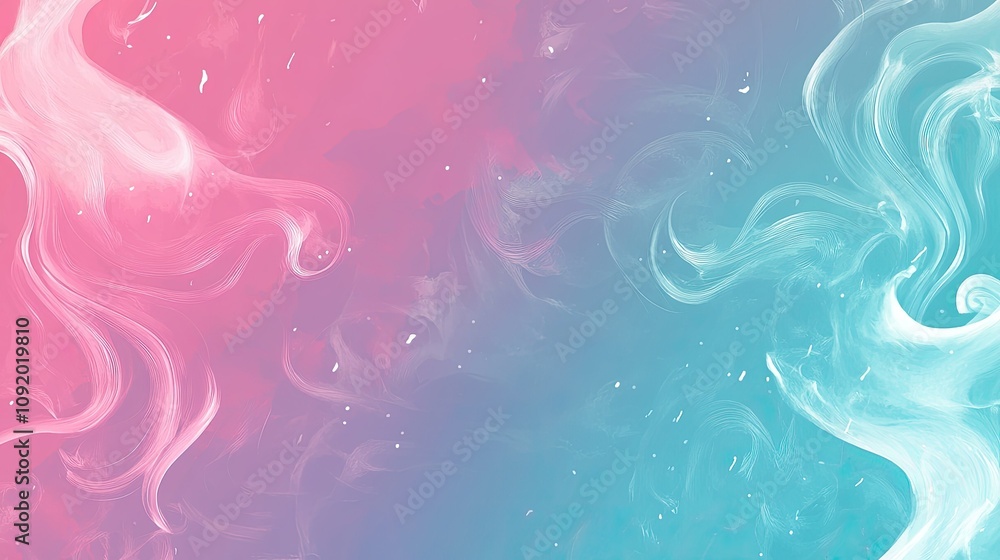 Aufkleber abstract swirls of pink and blue smoke intertwining, creating a soft pastel background with delicate