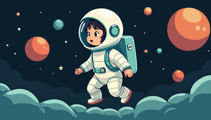 Astronaut Floating in Space © Boy