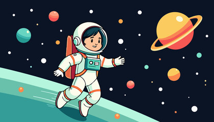 Astronaut Floating in Space © Boy