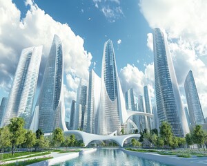 Fototapeta premium AI designing urban architecture in realtime, smart city planning, techpowered creativity