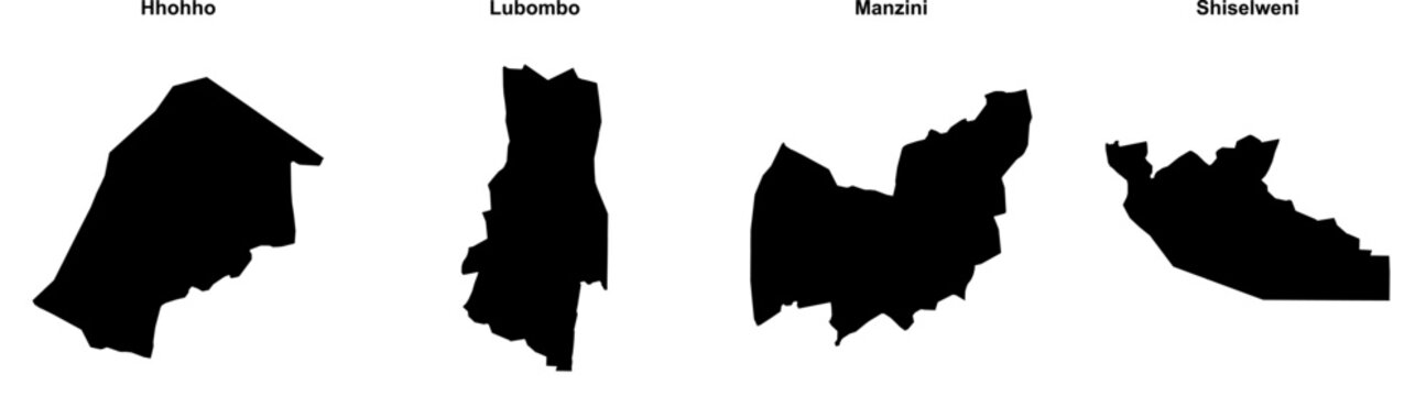 Hhohho, Lubombo, Manzini, Shiselweni outline maps