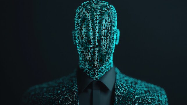 Digital figure with binary code pattern