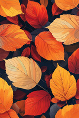 Warm and inviting smartphone wallpaper featuring vibrant autumn leaves in rich seasonal colors, perfect for a cozy fall aesthetic, made with generative ai
