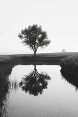 Beautiful monochrome landscape featuring tranquil scenery, perfect for a sophisticated and minimalist smartphone background made with generative ai