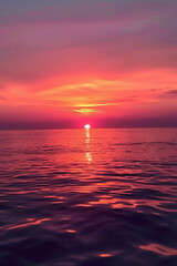 Minimalist ocean sunset wallpaper showcasing vivid orange and pink tones, perfect for creating a serene and stylish smartphone background made with generative ai