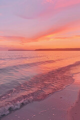 Stunning smartphone wallpaper featuring a breathtaking sunset over a calm ocean, with vibrant orange and pink hues in a minimalist design made with generative ai