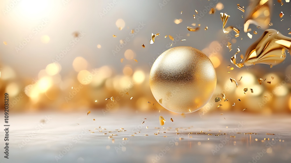 Poster dynamic golden sphere explosion creative studio 3d art abstract environment close-up view innovation