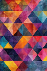Bold and colorful abstract wallpaper showcasing a geometric pattern of triangles and hexagons, perfect for iPhone screens, made with generative ai